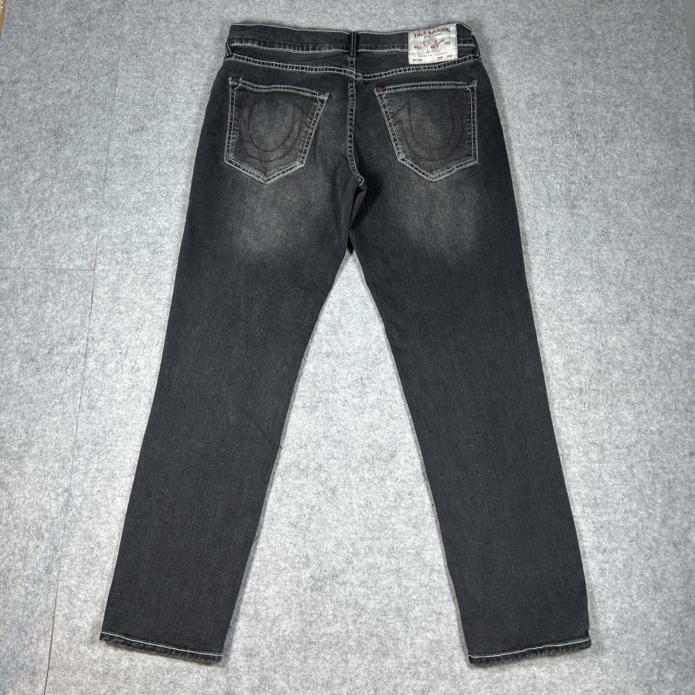 Vintage True Religion Geno Denim Jeans Mens 33(32x30) Black/Grey Y2K Faded